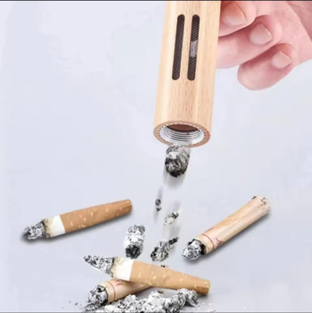 Portable Car Ashtray Tube - Mini Wood-Look Cigarette Holder
