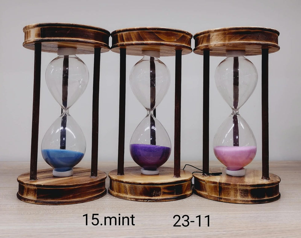 15 Minute Hourglass Sand Timer with Rustic Wood Finish Frame