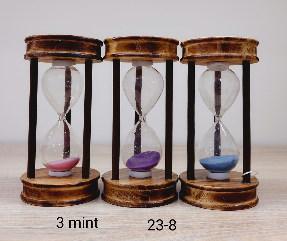 3 Minute Hourglass Sand Timer with Rustic Wood Finish Frame