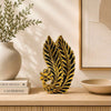 Gold Leaf Ceramic Vase - Black and Gold Feather Design Decor