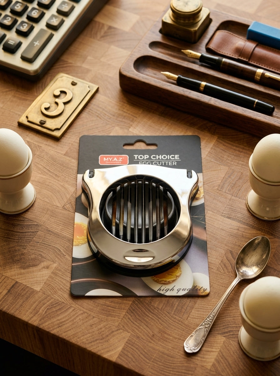 Premium Metal Egg Cutter and Slicer with Chrome Finish