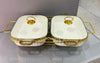 Brilliant Twin Rectangular Casserole Set with Gold Stand