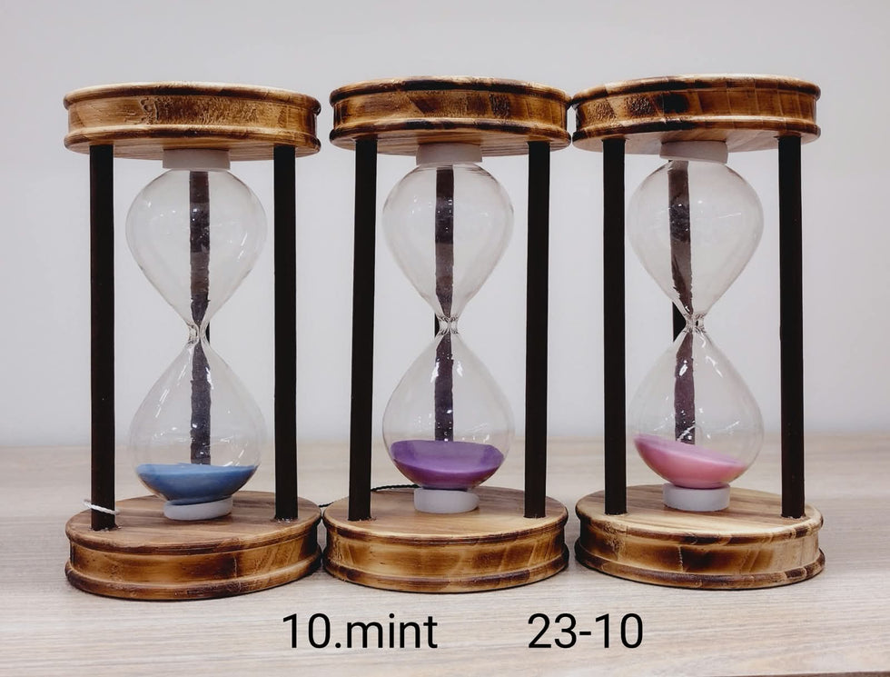 10 Minute Hourglass Sand Timer with Rustic Wood Finish Frame