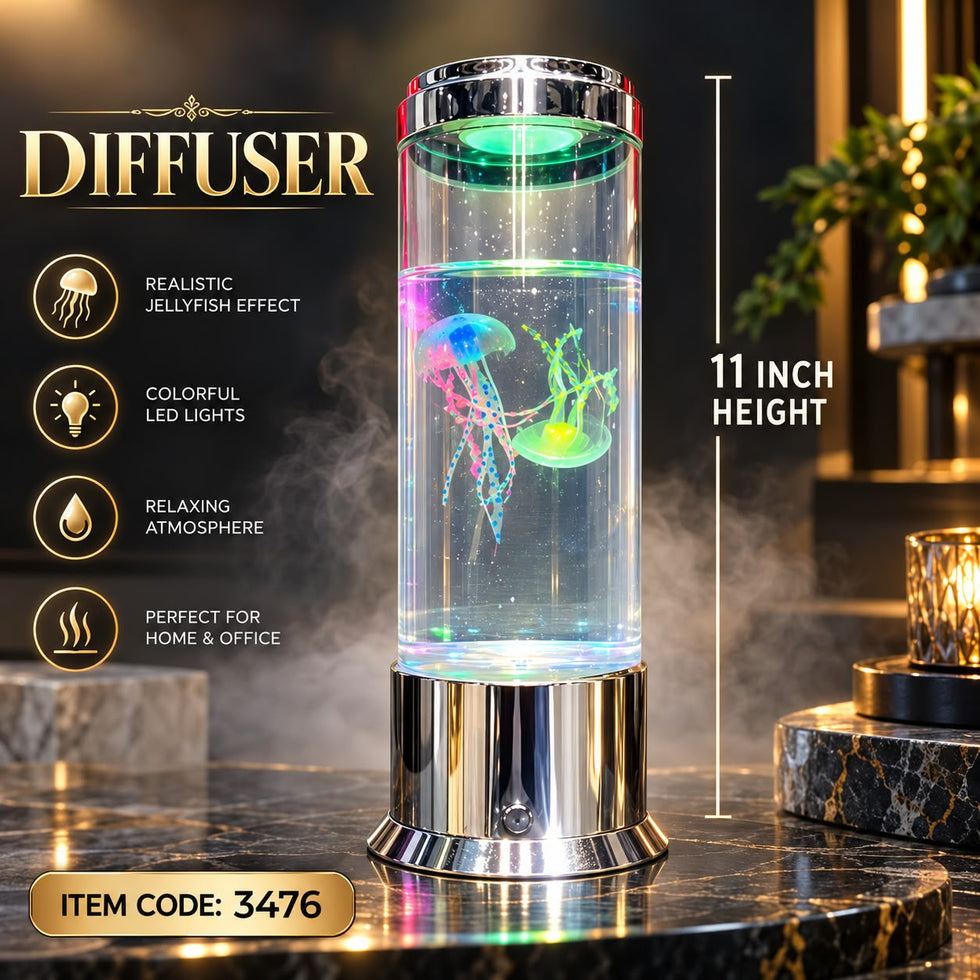 Jellyfish LED Diffuser Lamp with Colourful Lights - 11 Inch