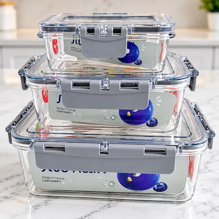 3 Pc Acrylic Airtight Food Storage Containers Set - 250ml, 700ml, 1700ml