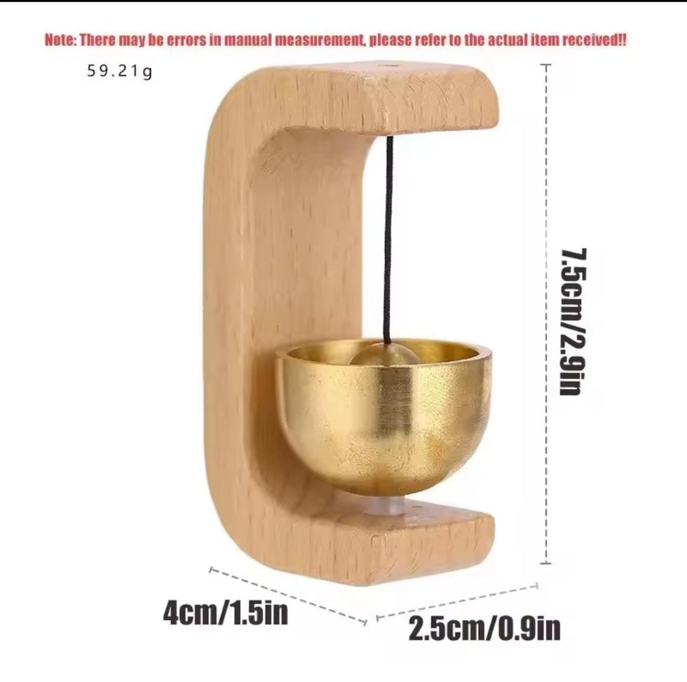 Wooden Door Chime Bell with Brass-Tone Bell for Entrance Door