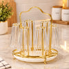 Gold Glass Stand - Stainless Steel Glass Holder with Drip Tray and Handle