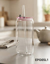 Echou Pink Lid Glass Sipper Tumbler with Straw