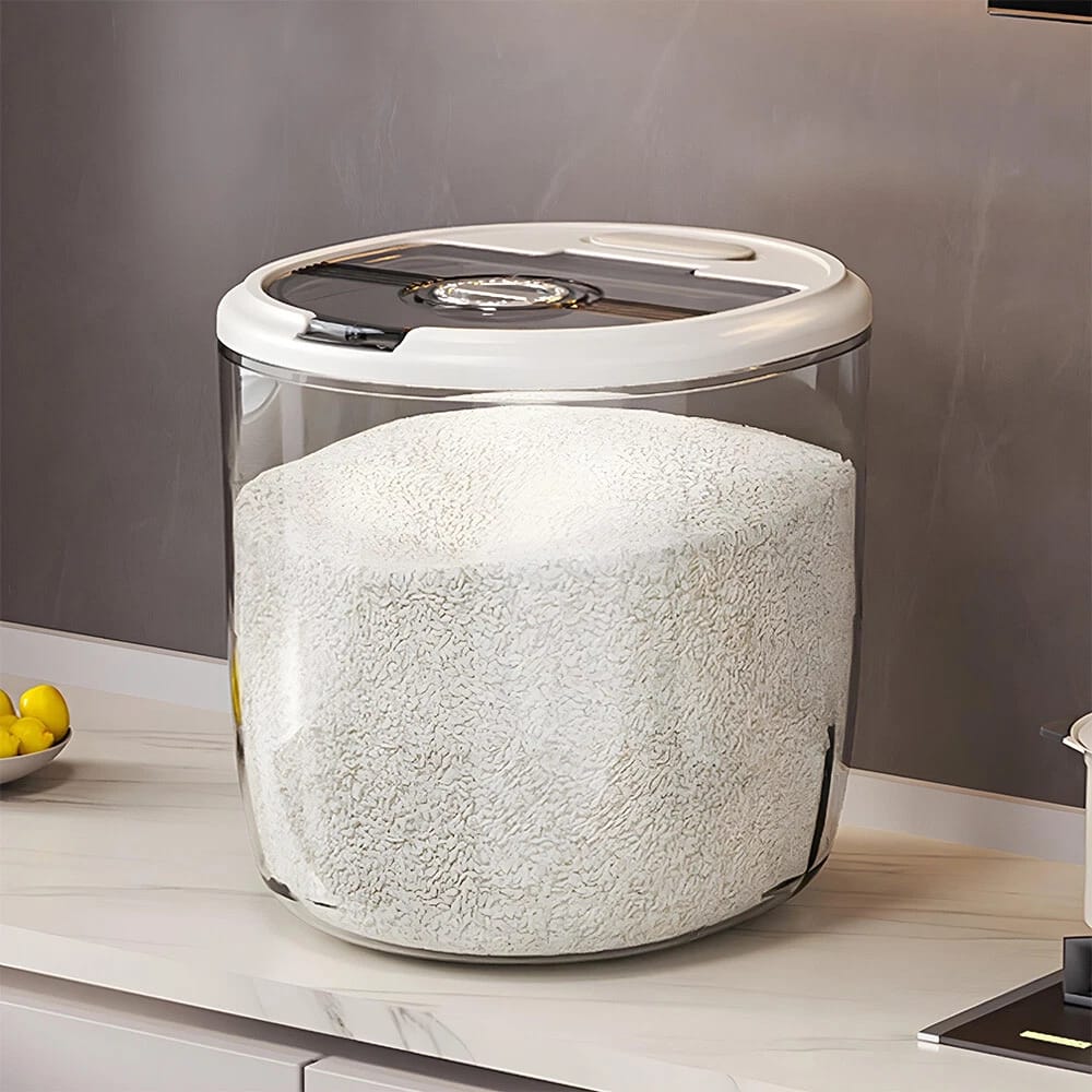 Round Acrylic Rice Box with Lid - Kitchen Storage