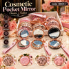 Rose Gold Floral Cosmetic Pocket Mirror - Round with Wrist Strap (each)