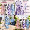 800ml Straw Water Bottle - Clear with Bow and Floral Prints (Random)
