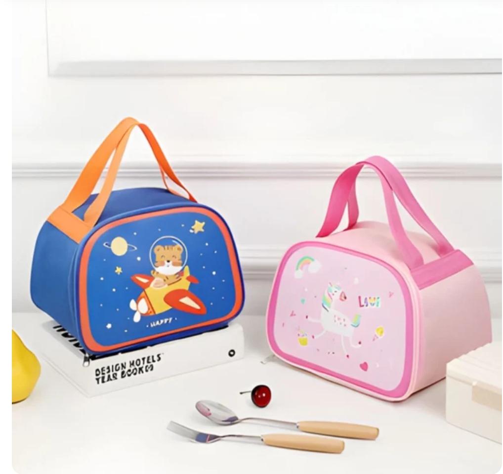 Kids Insulated Lunch Bag with Random Cute Character Print - 23 x 17 cm