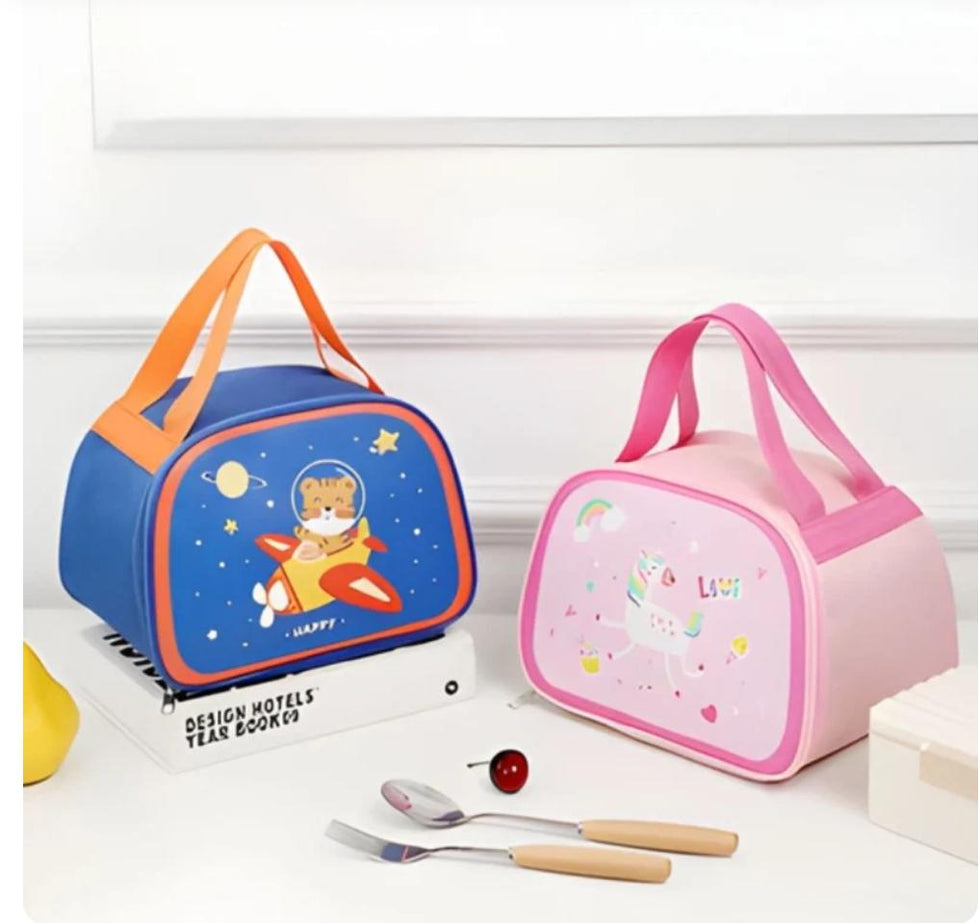 Kids Insulated Lunch Bag with Random Cute Character Print - 23 x 17 cm