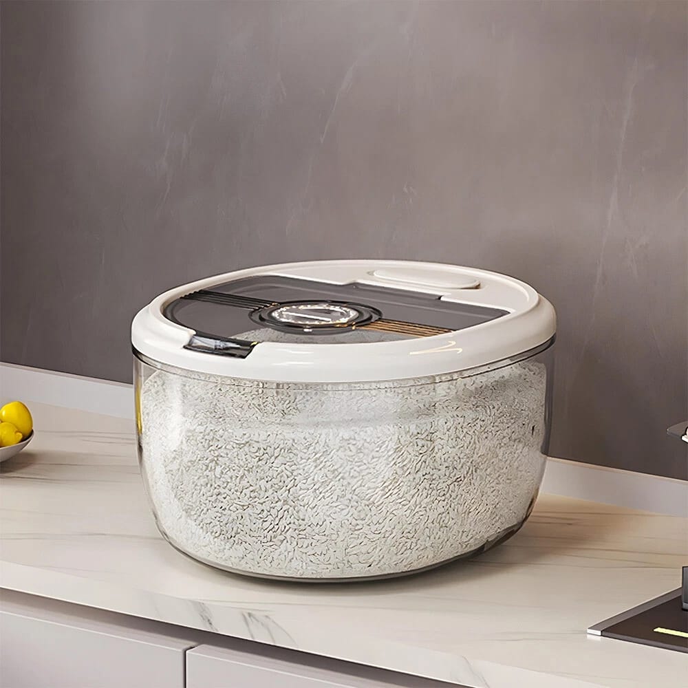 Round Acrylic Rice Box with Lid - Kitchen Storage