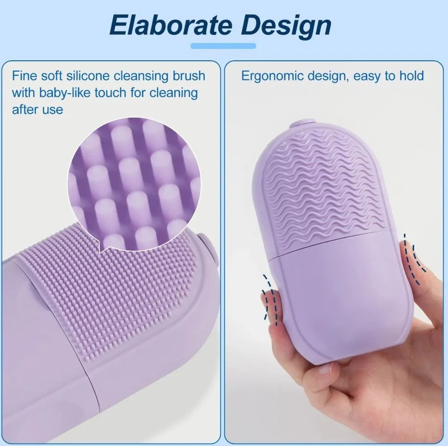 2 in 1 Silicone Ice Roller for Face with Cleansing Brush Lid
