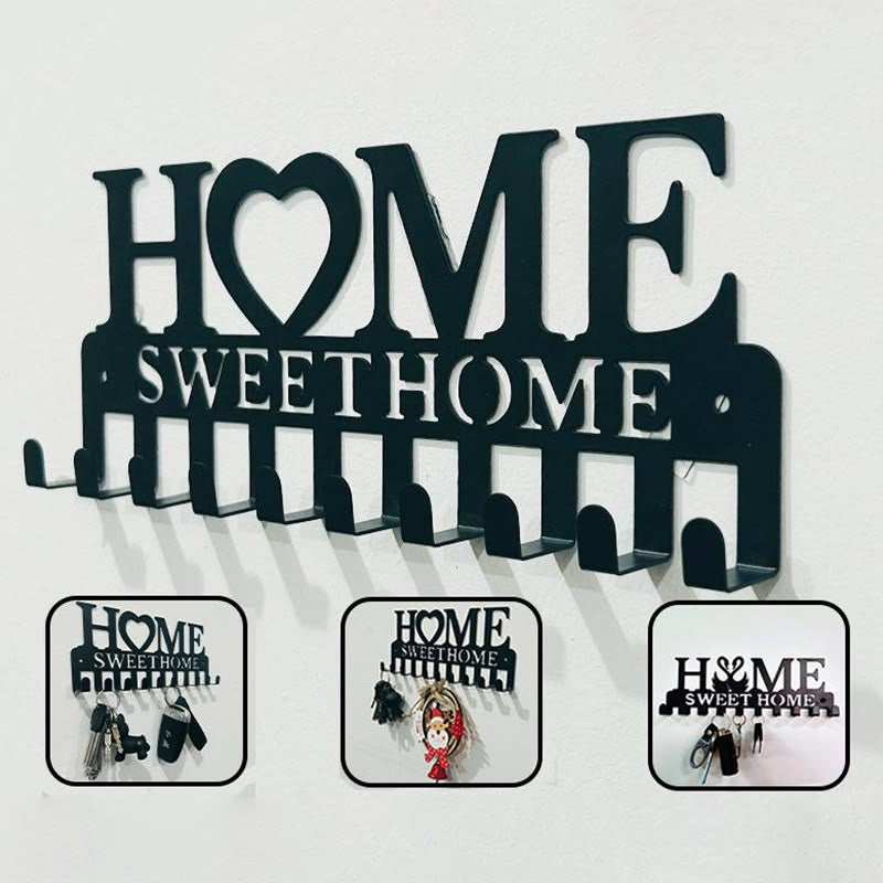 Home Sweet Home Key Holder - Wall Mounted Key Hanger with Hooks