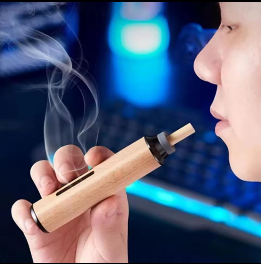 Portable Car Ashtray Tube - Mini Wood-Look Cigarette Holder