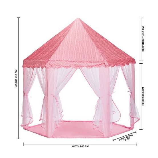 Kids Tent House - Hexagon Princess Castle Play Tent with Net