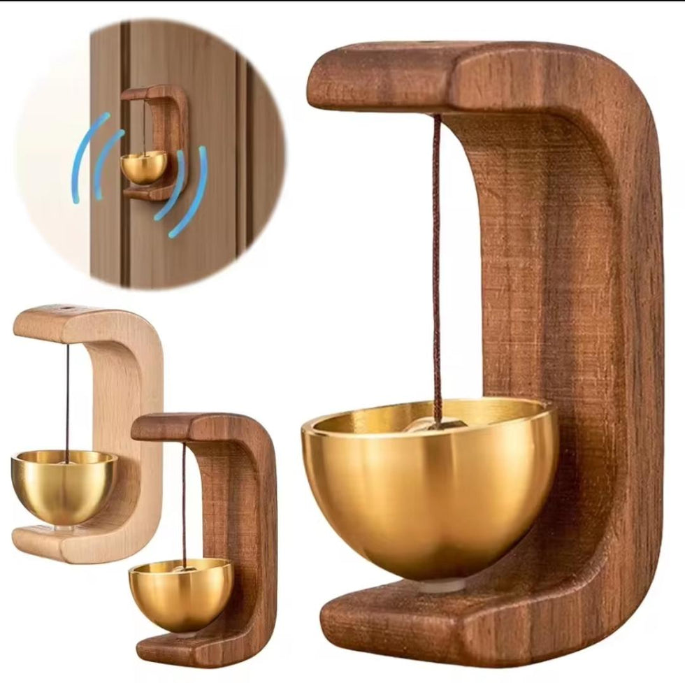 Wooden Door Chime Bell with Brass-Tone Bell for Entrance Door