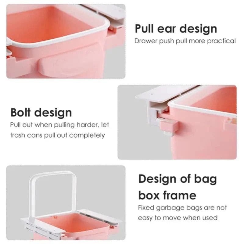 Hidden Drawer Trash Can - Under Desk Sliding Concealed Waste Bin