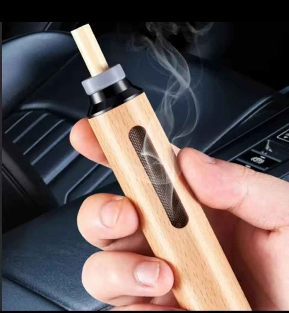 Portable Car Ashtray Tube - Mini Wood-Look Cigarette Holder