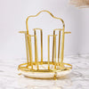 Gold Glass Stand - Stainless Steel Glass Holder with Drip Tray and Handle