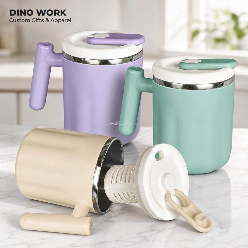 450ml Stainless Steel Insulated Thermos Mug with Lid and Handle (Random Color)