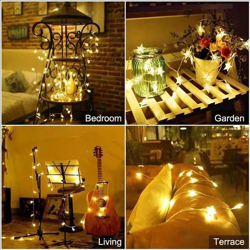 20 LED Star Curtain Lights for Decoration - Clarify.pk