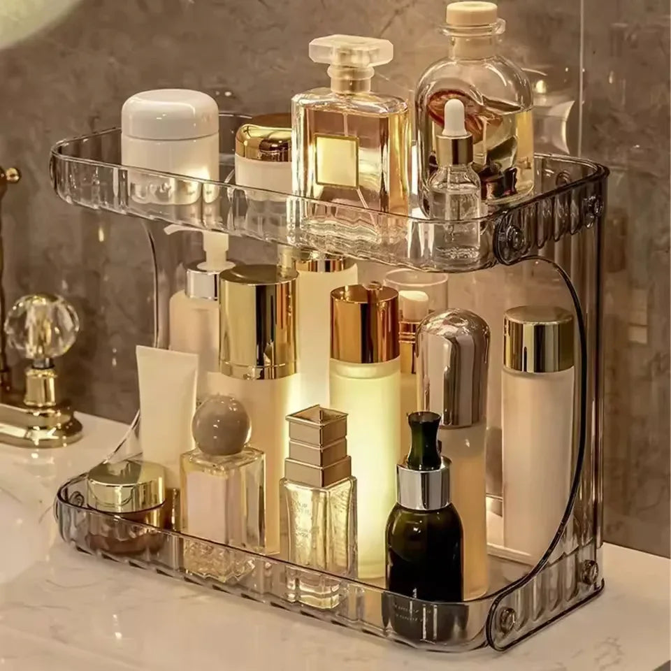 Double Layer Bathroom Organizer - Luxury Clear Rack - Clarify.pk