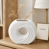 Spiral Wave Ring White Ceramic Vase