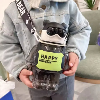 800ml Sports Water Bottle With Straw - Bear Design - Clarify.pk