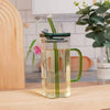 Transparent Glass Bottle with Handle & Lid - Clarify.pk