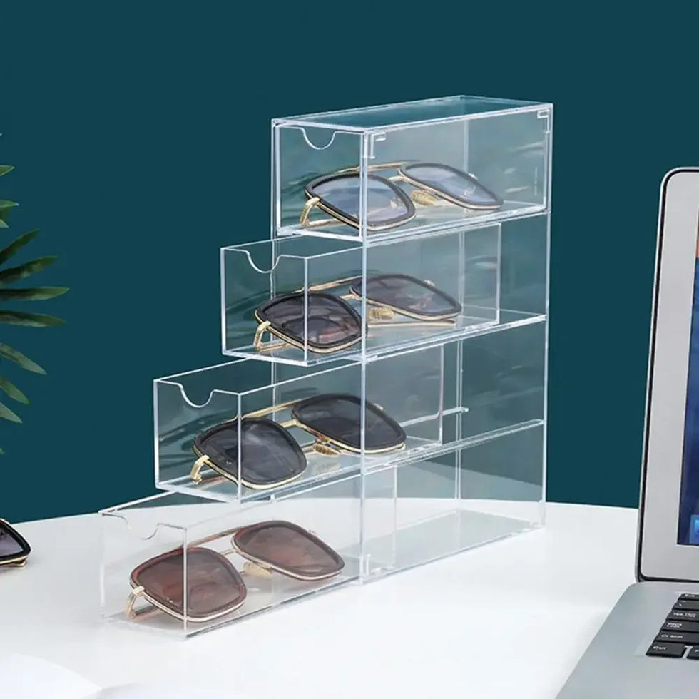 Clear Sunglasses Storage Box with Drawers