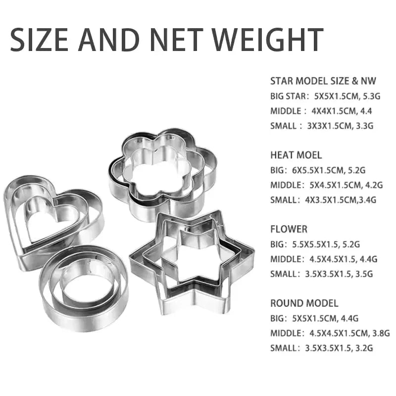 Pack of 12 Stainless Steel Cookie Cutters Set