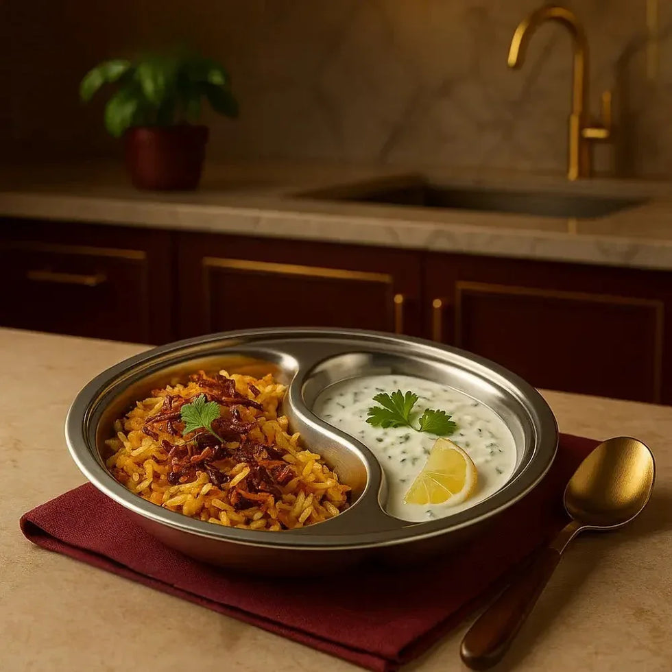 Stainless Steel Partition Plate for Meals - Clarify.pk