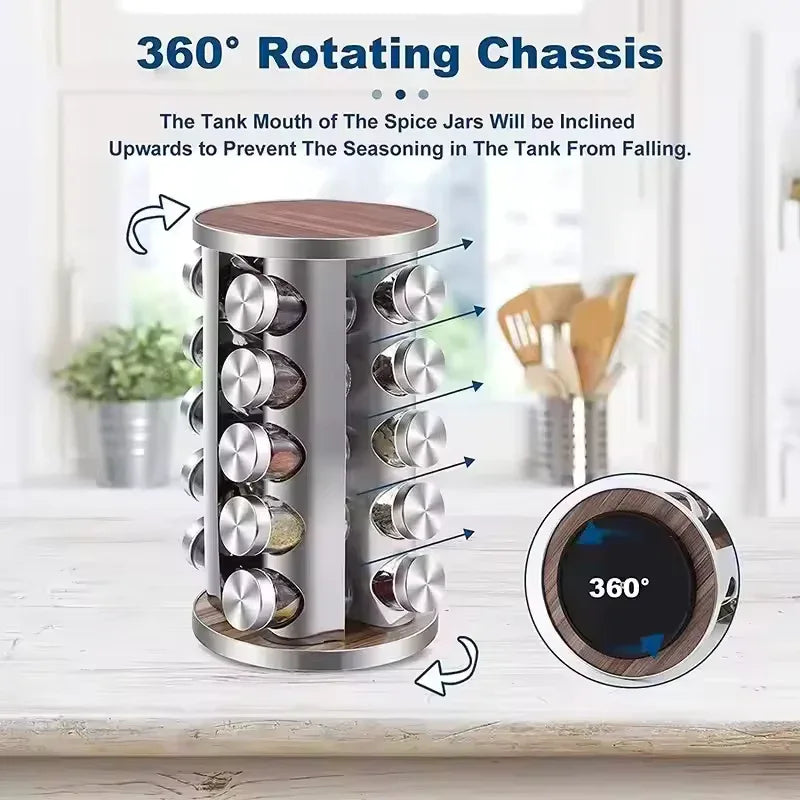 Stainless Steel Rotating Spice Rack Organizer - Clarify.pk