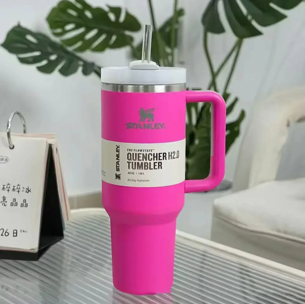 40oz Stainless Steel Tumbler with Handle - Durable & Easy Grip - Clarify.pk