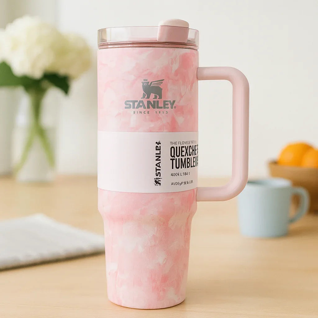 Stanley Pink QUEXCHER Tumbler with Handle 40oz (1.8L) - Clarify.pk