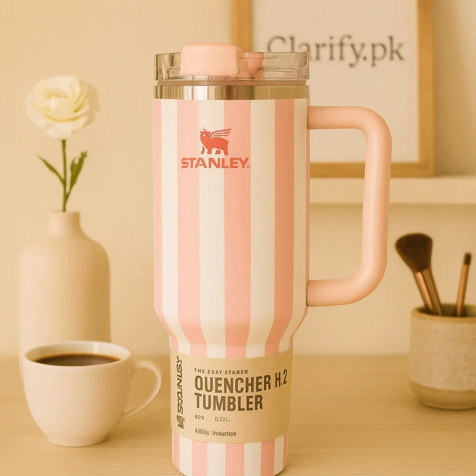 Stanley Quencher Tumbler - Insulated Pink 20oz Mug - Clarify.pk