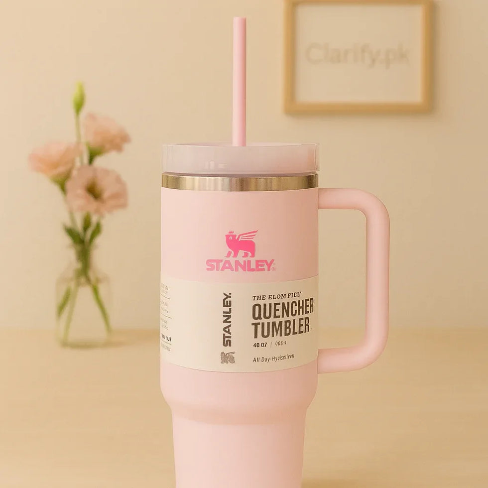 Stanley Quencher Tumbler 40oz Pink Insulated Mug - Clarify.pk