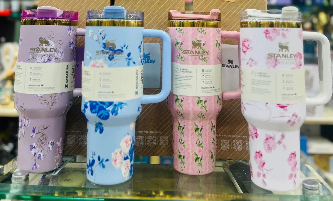 Stainless Steel Flower Tumbler - Floral Design, Durable & Stylish (1.18L) - Clarify.pk