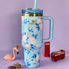 Stainless Steel Flower Tumbler - Floral Design, Durable & Stylish (1.18L) - Clarify.pk
