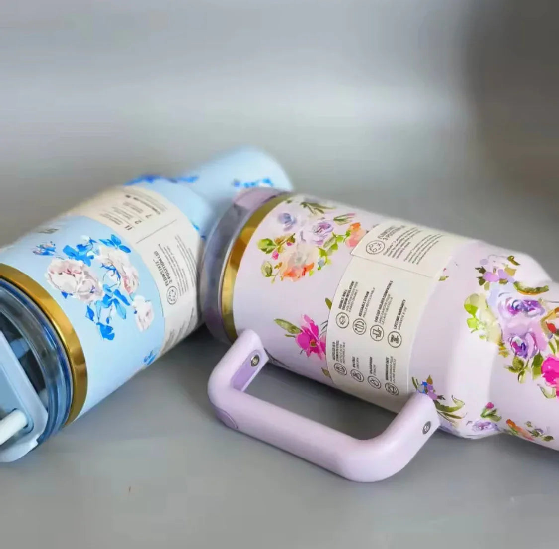 Stainless Steel Flower Tumbler - Floral Design, Durable & Stylish (1.18L) - Clarify.pk