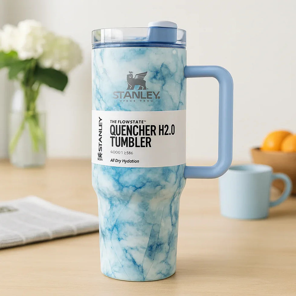 Stanley Quencher H2.0 Tumbler Blue Marble - 40 OZ (1.8L) - Clarify.pk