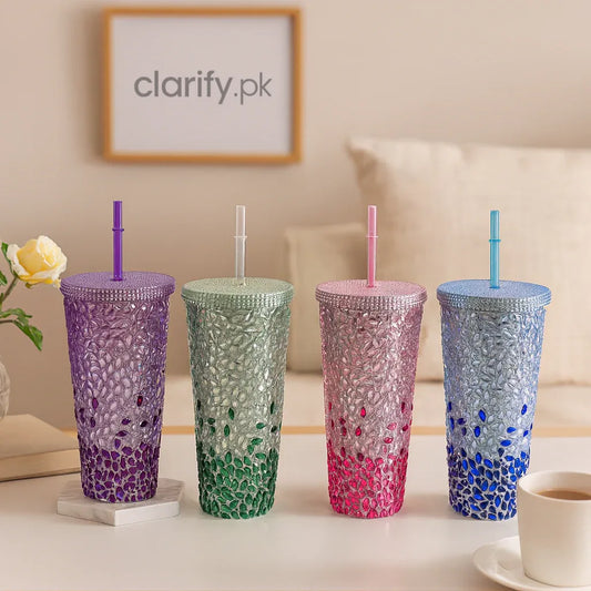 Stylish Water Tumbler with Straw - Colorful & Durable - Clarify.pk