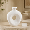 Sunburst Ring White Ceramic Vase