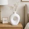 Sunburst Ring White Ceramic Vase