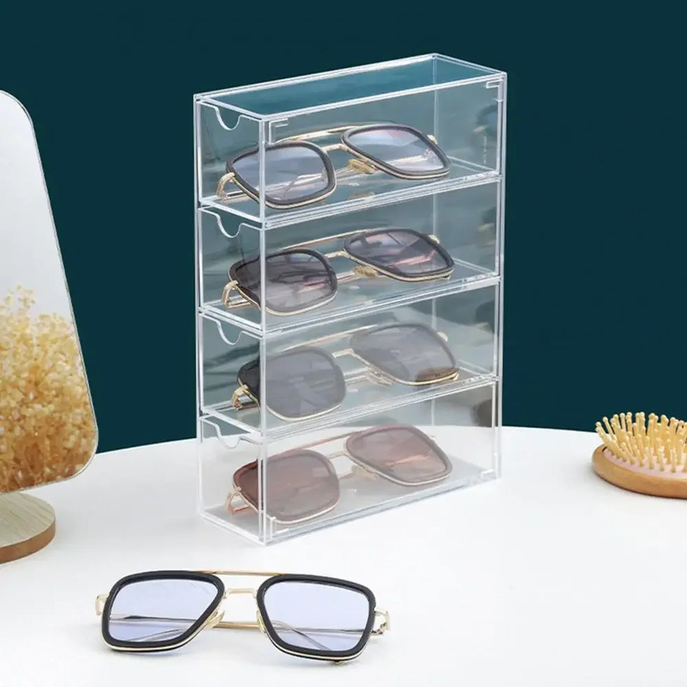 Clear Sunglasses Storage Box with Drawers