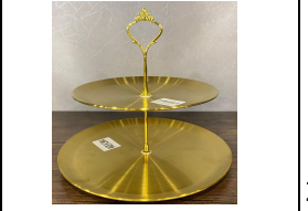 Two Step Golden Pastry Serving Stand