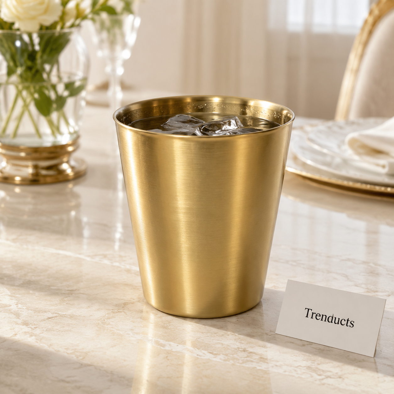 Elegant Golden Plain Tumbler Glass 350ml